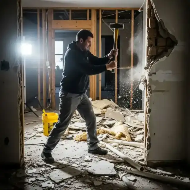 Entkernungsarbeiten in einer Münchner Altbauwohnung